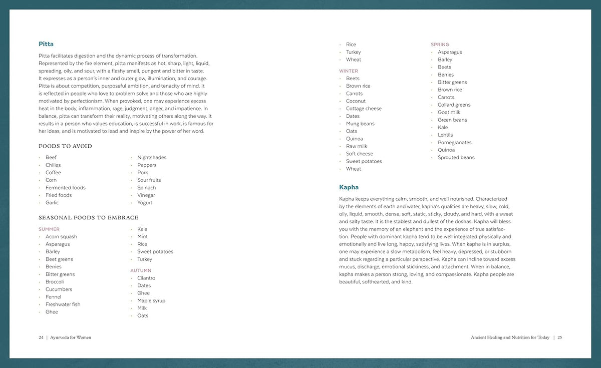 Ayurveda for Women: The Power of Food as Medicine with Recipes for Health and Wellness (Paperback)