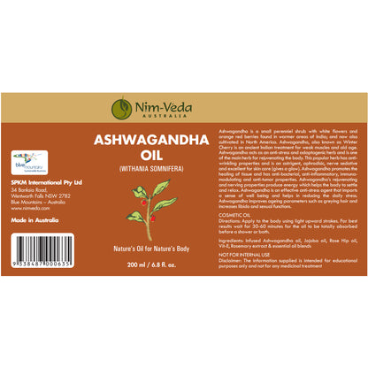 Nim-Véda | Ashwagandha Oil | 200ml | Ashwagandha | Used To Rejuvenate The Body