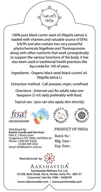 Aarshaveda | Black seed Oil | 200ml