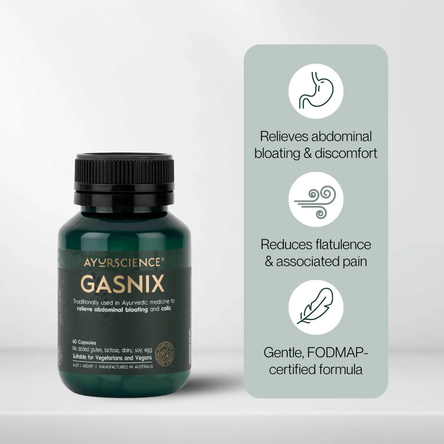 AyurScience | Gasnix | Low FODMAP | 60 Capsules