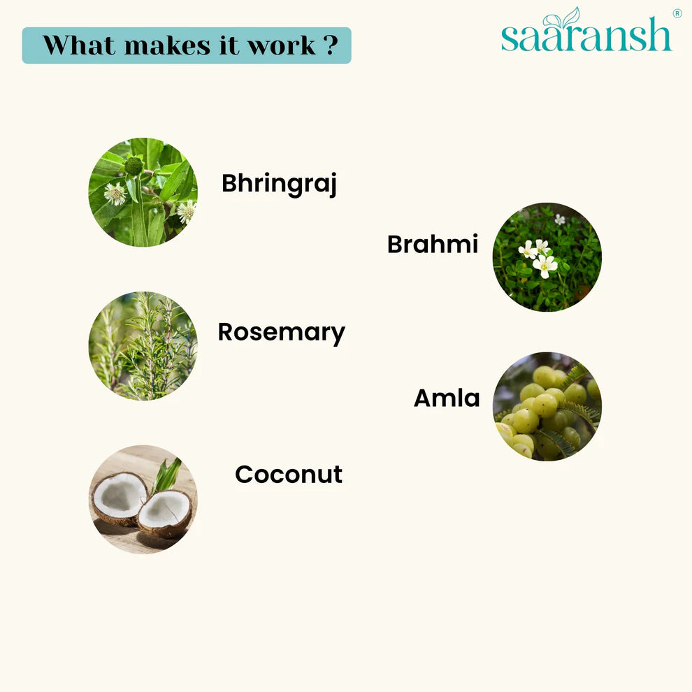 Saaransh Herbal Hair Oil | Bhringraj | Amla | Brahmi | Rosemary | 200ml