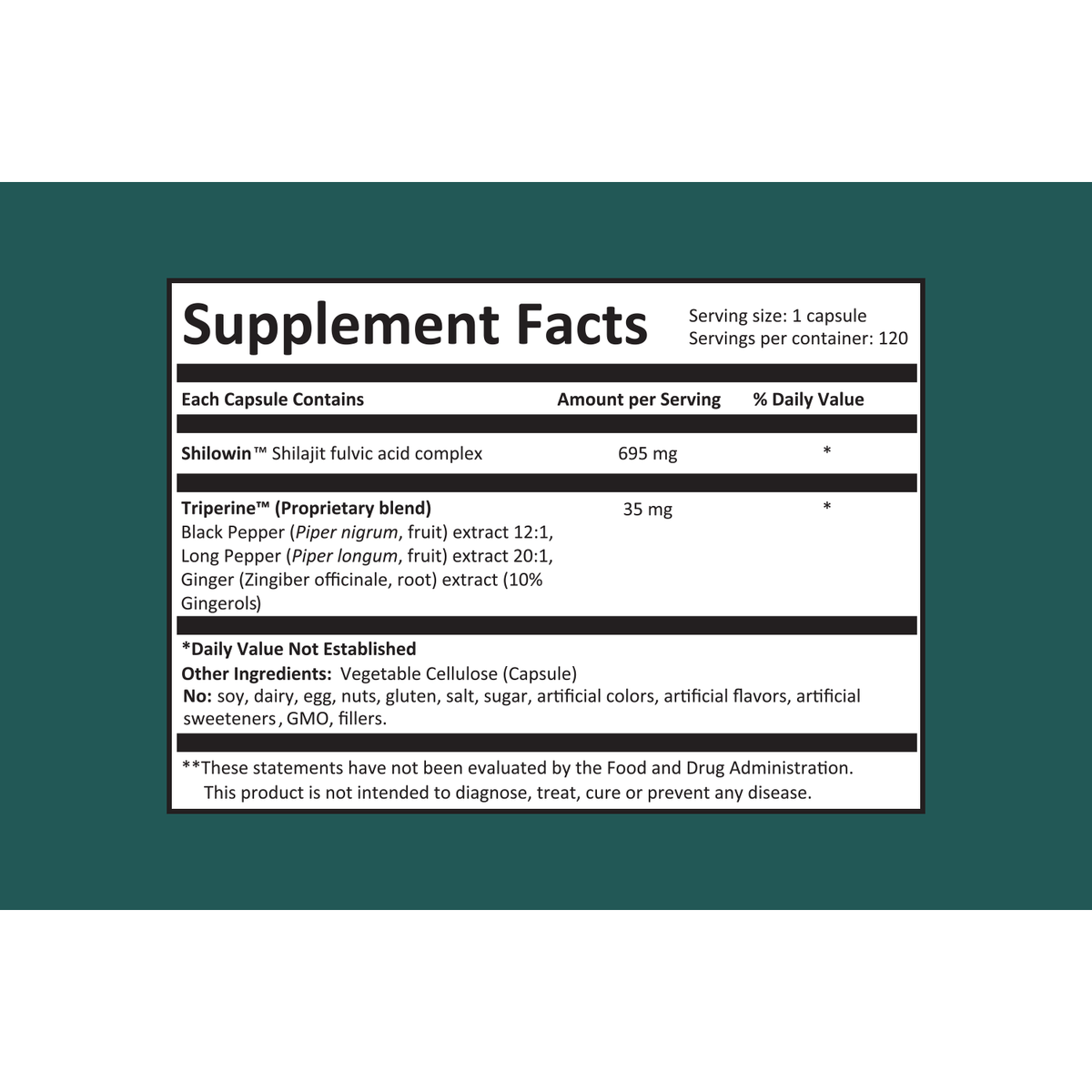 Shilajit  Capsules | 120 Vegetarian Capsules | Made in USA