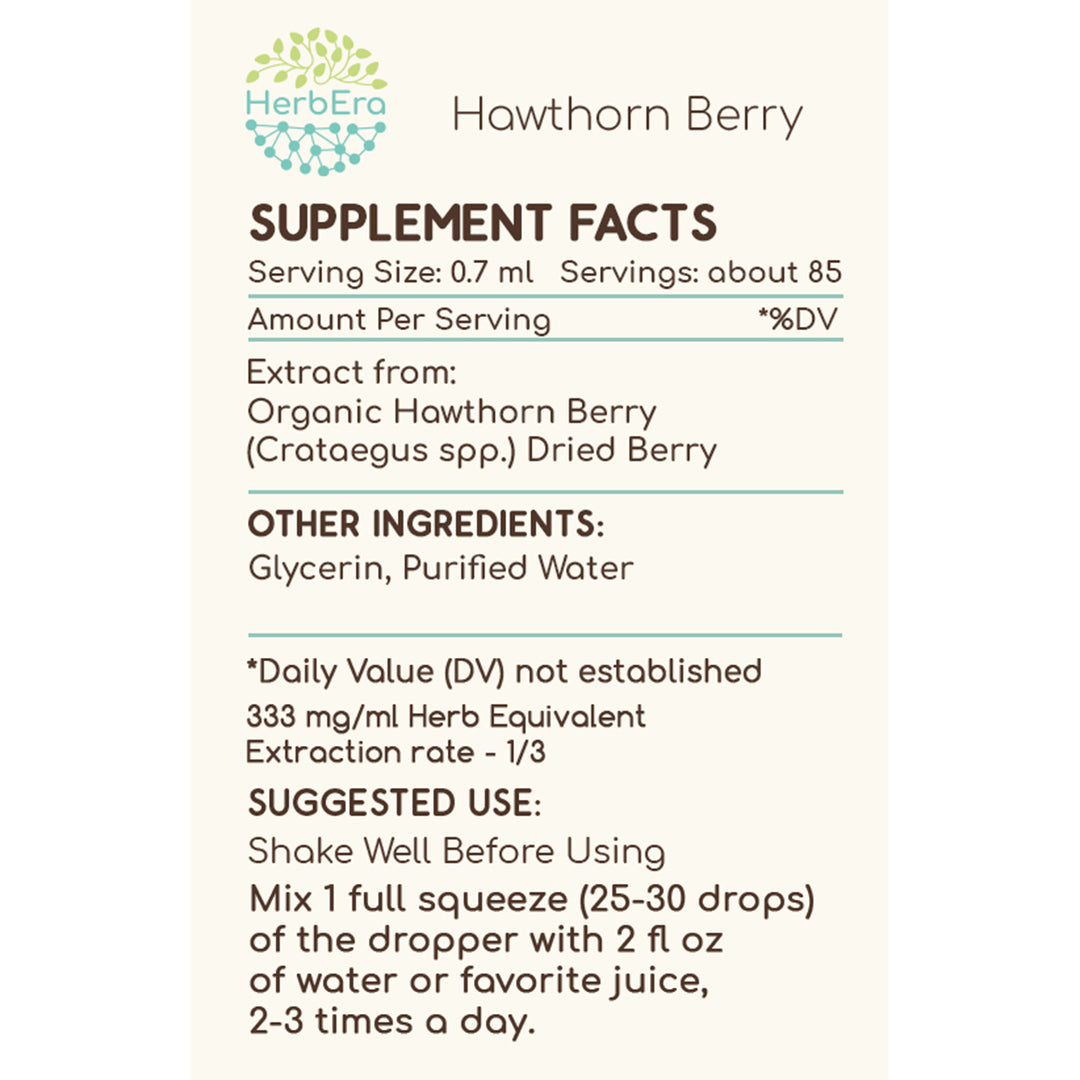 herbera | hawthorn berry | herbal extract tincture | 60ml | organic | alcohol free | dried berry | made in usa