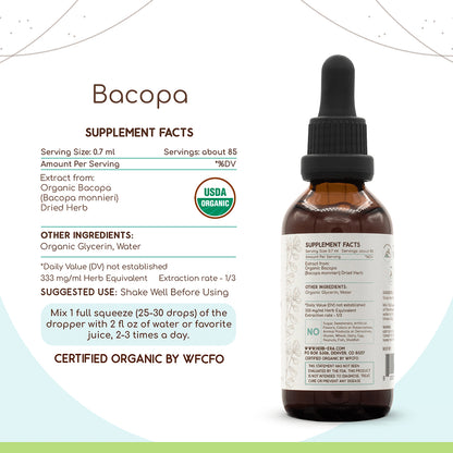 HerbEra | Bacopa Herbal Extract Tincture | 60ml | Organic | Alcohol Free | Made in USA