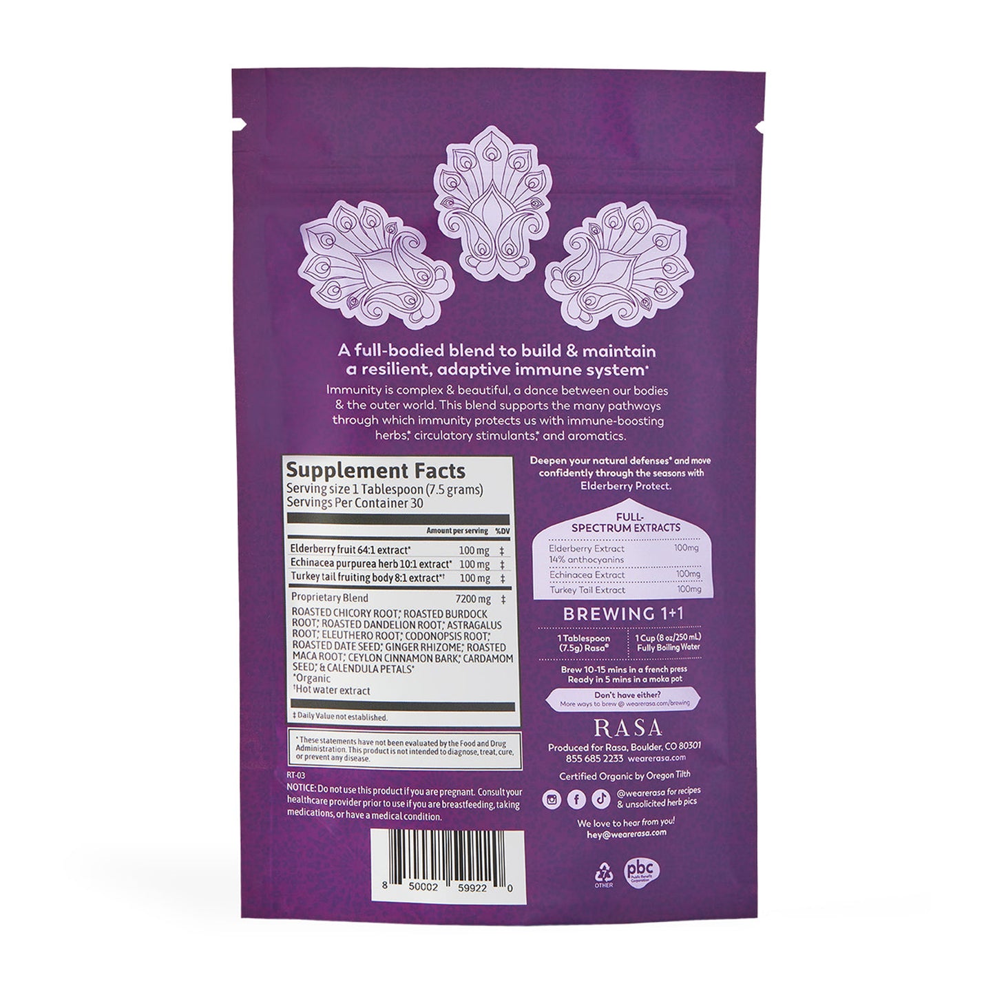 rasa | elderberry protect | 226g | elderberry | turkey tail | ginger