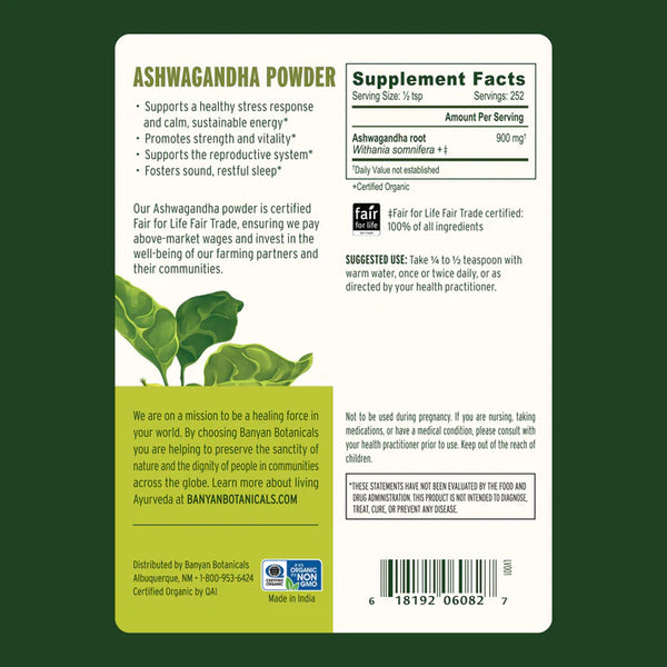 Ashwagandha powder - Certified Organic