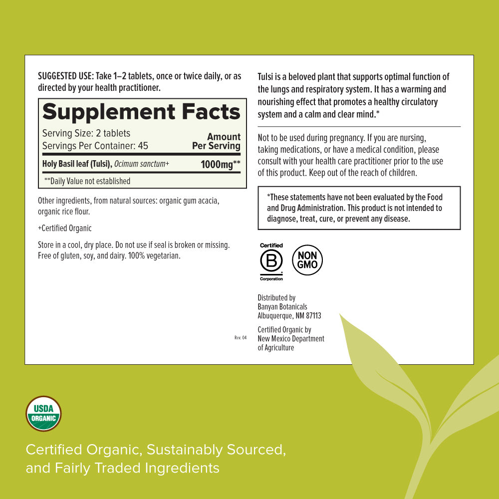 tulsi tablets - certified organic