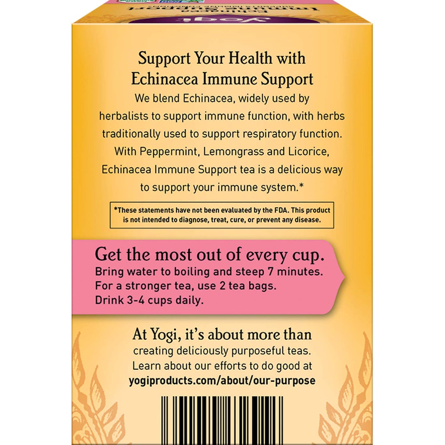 yogi tea | echinacea immune support | herbal tea | 16 tea bags