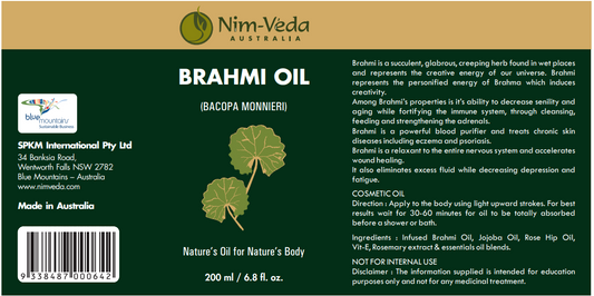 Brahmi Oil 200ml buy from Sattvic Health Store Australia