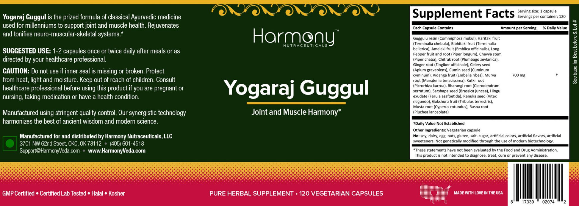 Harmony Veda Yogaraj GUGGUL Capsules 