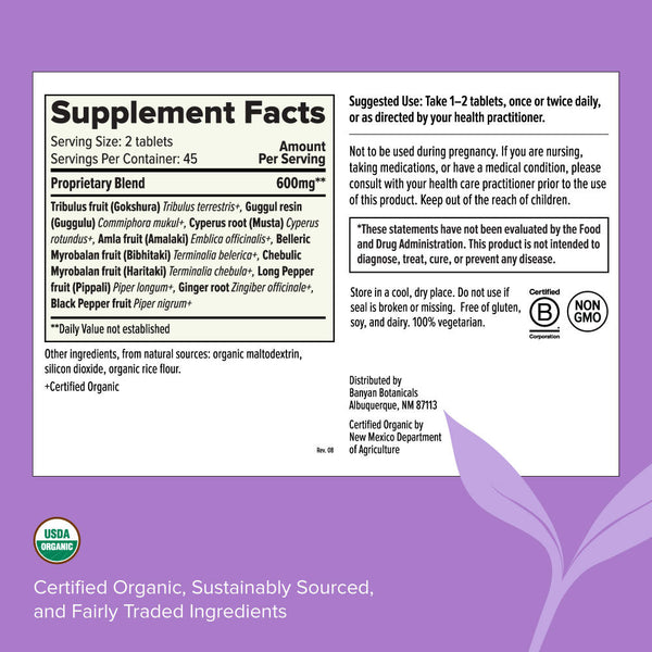 Gokshuradi Guggulu Tablets - Certified Organic