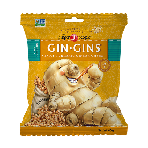 THE GINGER PEOPLE | Gin Gins Ginger Candy Bag | Chewy Spicy Turmeric | 60g