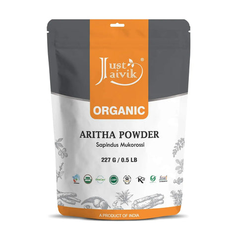Just Jaivik | Aritha Powder | Reetha Powder | Sapindus Mukorossi | Soapnut | USDA | Organic