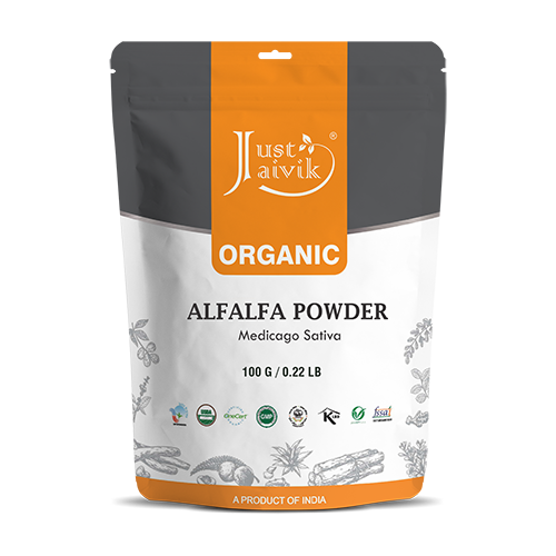 buy just jaivik organic alfalfa powder from sattvic health store australia