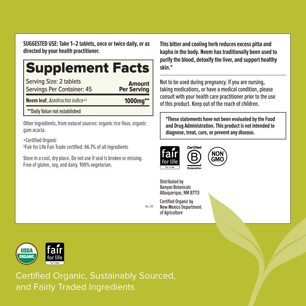 neem tablets  | certified organic