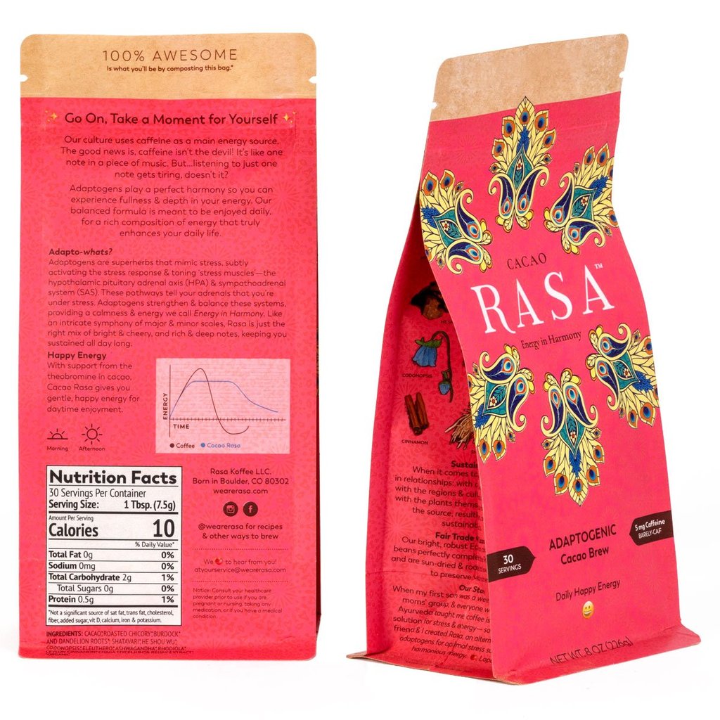 rasa | cacao | herbal coffee alternative | naturally caffeine-free | ashwagandha | shatavari